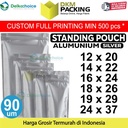 Standing Pouch Silver Metalizing Alu Foil Kemasan Makanan Delkochoice