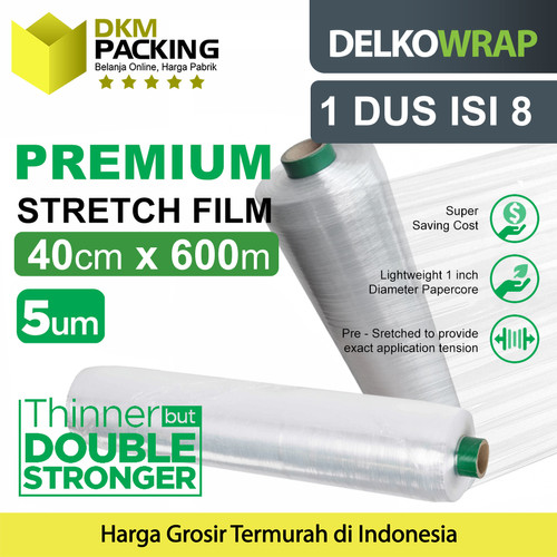 Plastik Wraping Stretch Film BOLT 40x600m Wrapping DUS DELKOWRAP