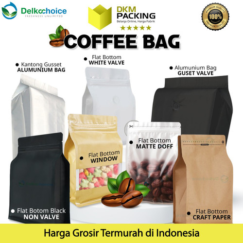 Coffee Pouch Bag Alumunium Foil Gusset Kemasan Kopi Bag Delkochoice
