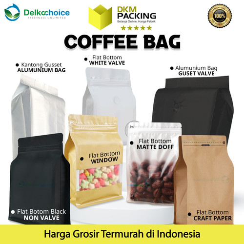 Kemasan Kopi Alumunium Foil Gusset Coffee Pouch Bag Delkochoice