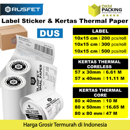 Label Thermal Paper Sticker Kertas Printer Resi Stiker Barcode POS DUS