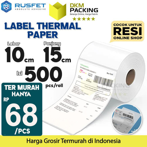 Label Stiker Thermal Paper A6 10x15mm 100x150 cm Sticker Barcode Resi