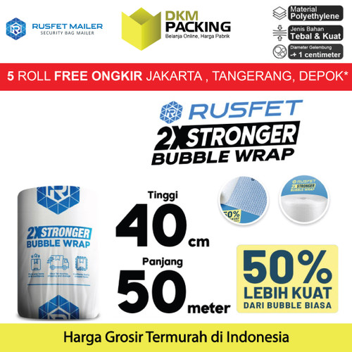 Plastik Bubble Wrap 40cm x 50m RUSFET Bubblewrap Packing Babel / ROLL