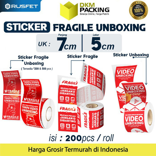 Sticker Fragile Unboxing HANDLE WITH CARE Stiker Cromo isi 200 / Pack