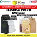 Coffe Bag Kemasan FLAT BOTTOM Biji Bubuk Standing Pouch DELKOCHOICE