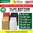 Coffee Bag Kemasan Biji Bubuk Kopi Flat Bottom FG Valve Standing Pouch