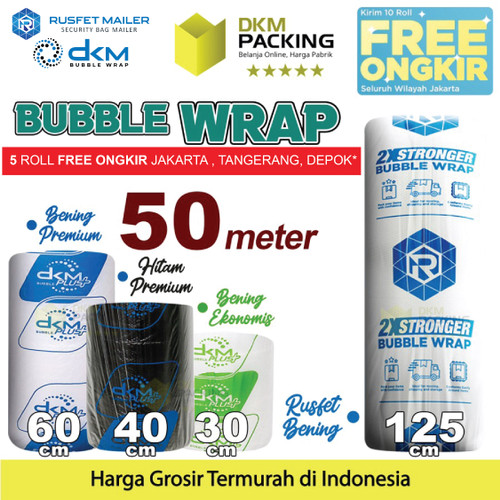 Bubble Wrap DKM PLUS 50 Meter Plastik Bubblewrap TERMURAH SE INDONESIA