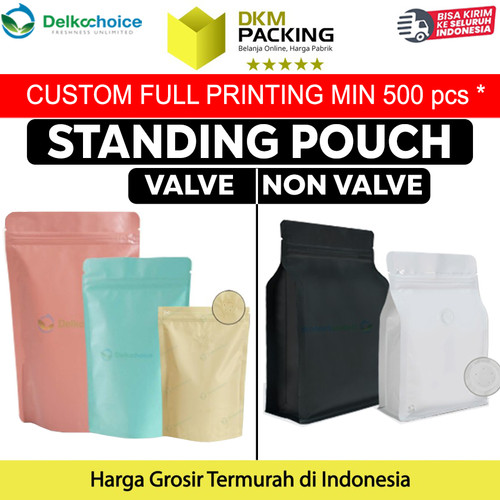 Standing Pouch VARIAN VALVE & NON VALVE FOIL Plastik Klip DELKOCHOICE