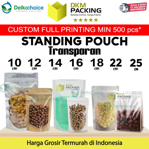 Standing Pouch VARIAN TRANSPARAN Plastik Klip Kemasan DELKOCHOICE