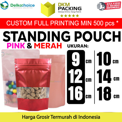 Standing Pouch VARIAN PINK & MERAH Plastik Klip Kemasan DELKOCHOICE