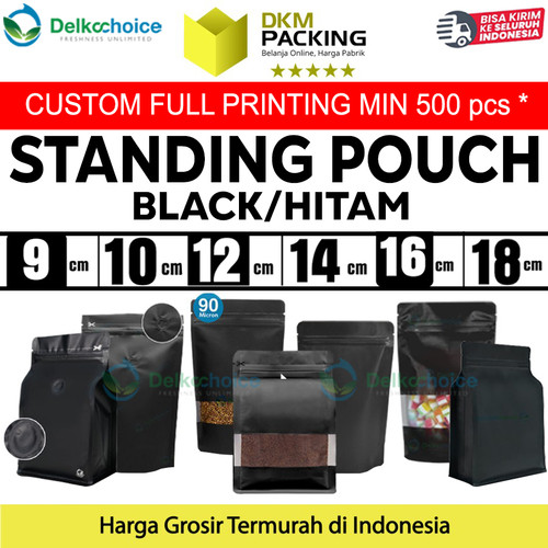 Standing Pouch VARIAN HITAM Plastik Klip Kemasan Makanan DELKOCHOICE