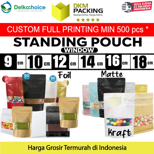Standing Pouch Varian WINDOW Plastik Klip Kemasan Makanan DELKOCHOICE