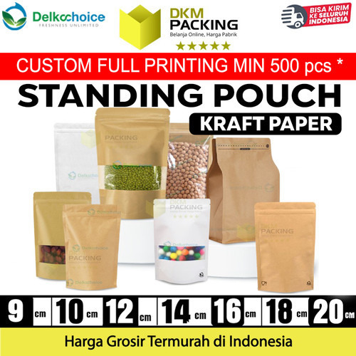 Standing Pouch Varian KRAFT PAPER ZIPLOCK Plastik Klip DELKOCHOICE