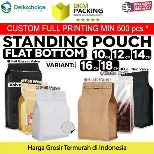 Standing Pouch VARIANT FLAT BOTTOM Plastik Klip Makanan DELKOCHOICE