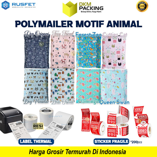Polymailer Motif ANIMAL Amplop Plastik Hewan Packing Polimailer SATUAN
