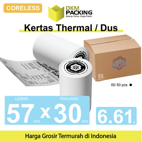 Kertas Thermal Coreless Kertas Printer Resi Barcode POS DUS