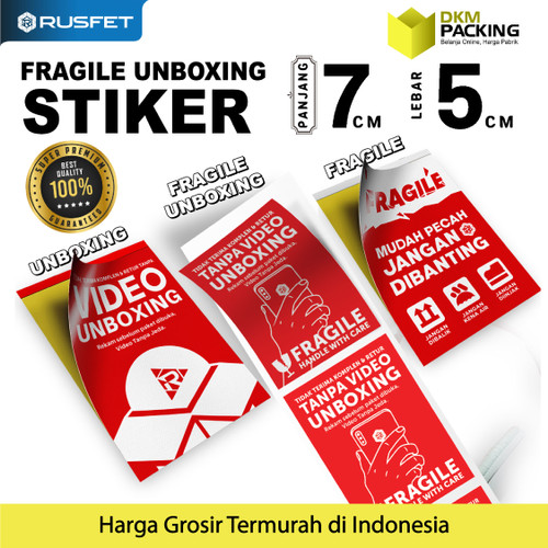 Sticker FRAGILE UNBOXING Stiker Cromo HANDLE WITH CARE 200PCS / PACK