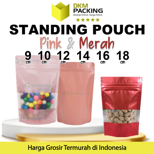 Standing Pouch VARIAN PINK & MERAH Plastik Klip Kemasan DELKOCHOICE