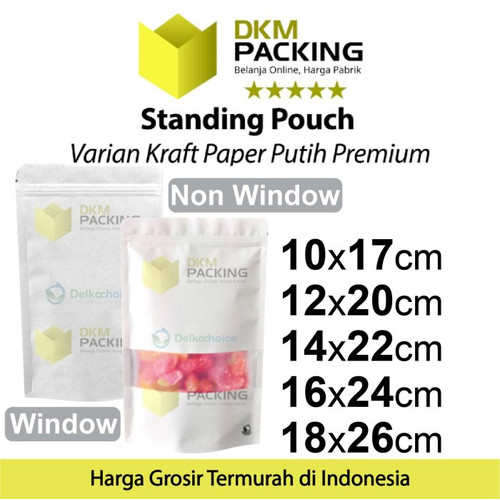 Standing Pouch VARIAN PUTIH Plastik Klip Kemasan Makanan DELKOCHOICE