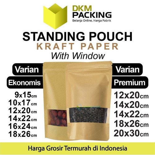 Standing Pouch Varian WINDOW Plastik Klip Kemasan Makanan DELKOCHOICE