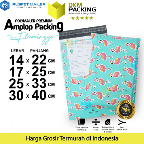 Polymailer Motif FLAMINGO Amplop Plastik Packing RUSFET /SATUAN