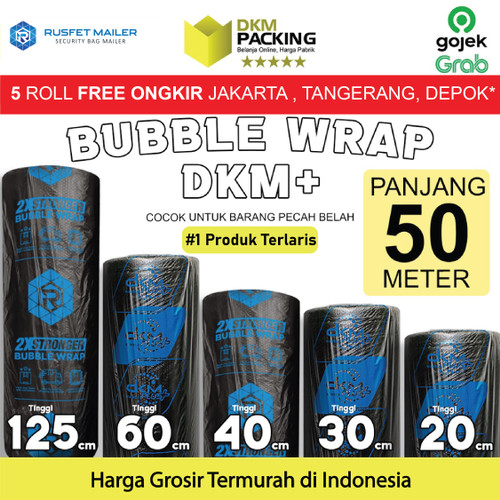 Plastik Bubble Wrap RUSFET HITAM 90CM x 50M TEBAL Bubblewrap ROLL