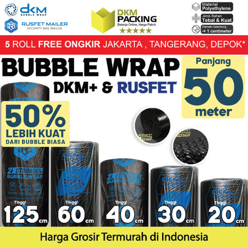 Plastik Bubble Wrap Hitam Premium 80CM x 50M TEBAL DKM+ Bubblewrap