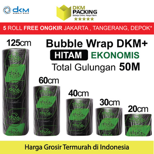Plastik Bubble Wrap Hitam Ekonomis 25CM x 50M TEBAL DKM+ Bubblewrap