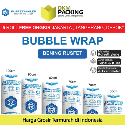 Plastik Bubble Wrap RUSFET BENING 80CM x 50M TEBAL Bubblewrap ROLL