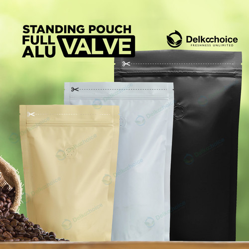 Standing Pouch VARIAN VALVE & NON VALVE FOIL Plastik Klip DELKOCHOICE