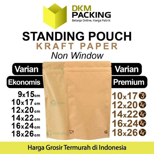 Standing Pouch Varian KRAFT PAPER ZIPLOCK Plastik Klip DELKOCHOICE