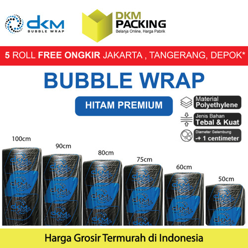 Plastik Bubble Wrap Hitam Premium 80CM x 50M TEBAL DKM+ Bubblewrap
