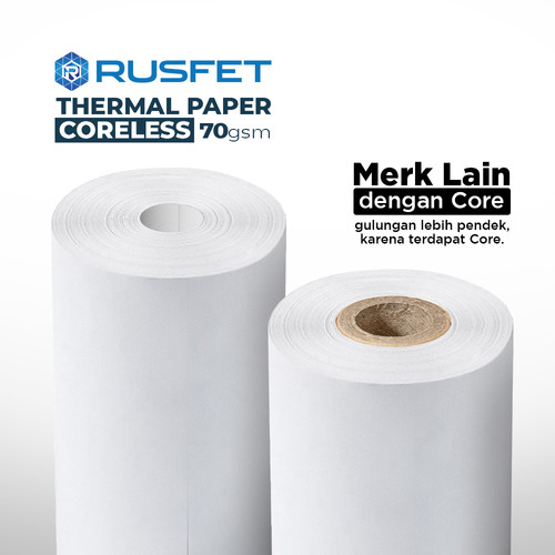 Kertas Thermal Core Coreless Kertas Printer Resi Barcode POS DUS