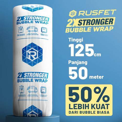 Plastik Bubble Wrap 125cm x 50m RUSFET Bubblewrap Packing Babel / ROLL