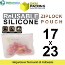 Reusable Ziplock Silicone 17x23cm Silikon Pouch Bag Klip DELKOCHOICE