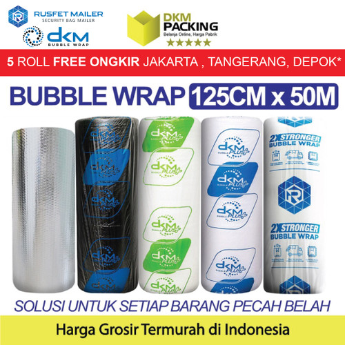 Plastik BubbleWrap 125cmx50m DKM PLUS BUBBLE WRAP BERWARNA MURAH ROLL