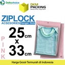 ZIPLOCK BAG AKSESORIS PINK 25x33cm Plastik Klip Kemasan DELKOCHOICE