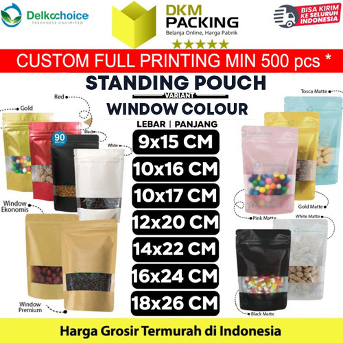 Standing Pouch VARIAN WINDOW DELKOCHOICE Plastik Klip Makanan TERMURAH