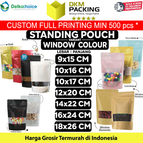 Standing Pouch WINDOW VARIAN Plastik Klip Makanan DELKOCHOICE TERMURAH
