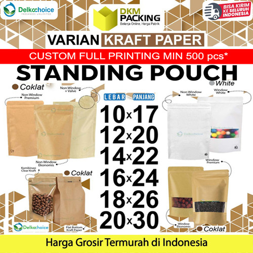 Standing Pouch KRAFT PAPER VARIASI DELKOCHOICE ZIPLOCK TERMURAH