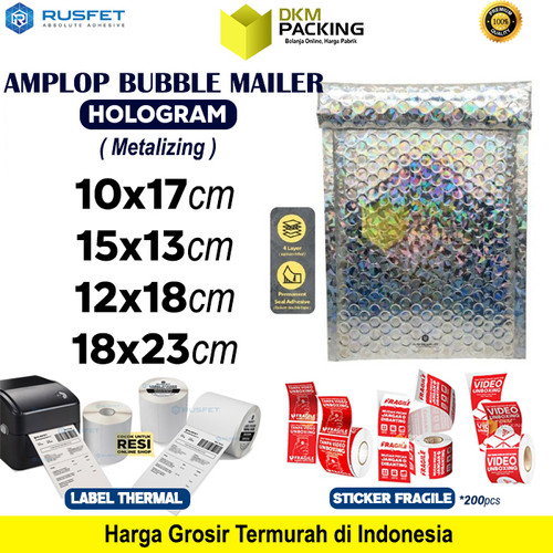 AMPLOP BUBBLE WRAP HOLOGRAM RUSFET BUBBLE BAG MAILER PREMIUM