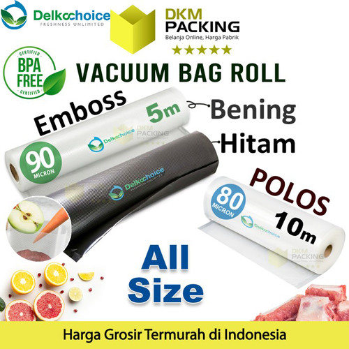 Vacuum POLOS EMBOSS ROLL Plastik Vakum Makanan SMOOTH BINTIK PREMIUM