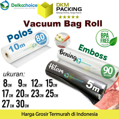Vacuum POLOS EMBOSS ROLL SMOOTH BINTIK Plastik Vakum Makanan TERMURAH
