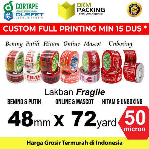 Lakban FRAGILE PREMIUM Plakban Isolasi HANDLE WITH CARE Stiker /SATUAN