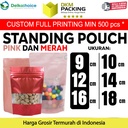 Standing Pouch Varian MERAH MUDA Plastik Klip Makanan DELKOCHOICE