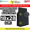 Flat Bottom VALVE 18x28cm Standing Pouch Ziplock Plastik Klip Hitam