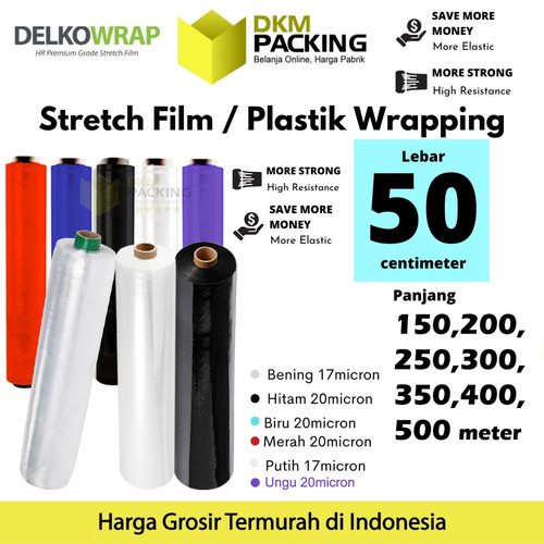 Plastik Wraping Stretch Film 50cm DELKOWRAP WRAPPING BERWARNA SATUAN