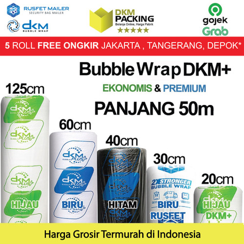 Plastik BubbleWrap 50meter BUBBLE WRAP BERWARNA DKM PLUS TERMURAH ROLL