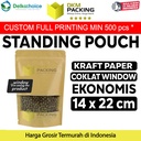Standing Pouch Kraft Paper 14x22cm EKONOMIS WINDOW Ziplock Delkochoice