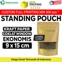 Standing Pouch Kraft Paper 9x15cm EKONOMIS WINDOW Ziplock Delkochoice